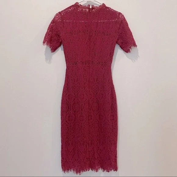 Romantic Raspberry/ Dark Purple Pink Lace Midi Dress in XXS - Picture 4 of 5